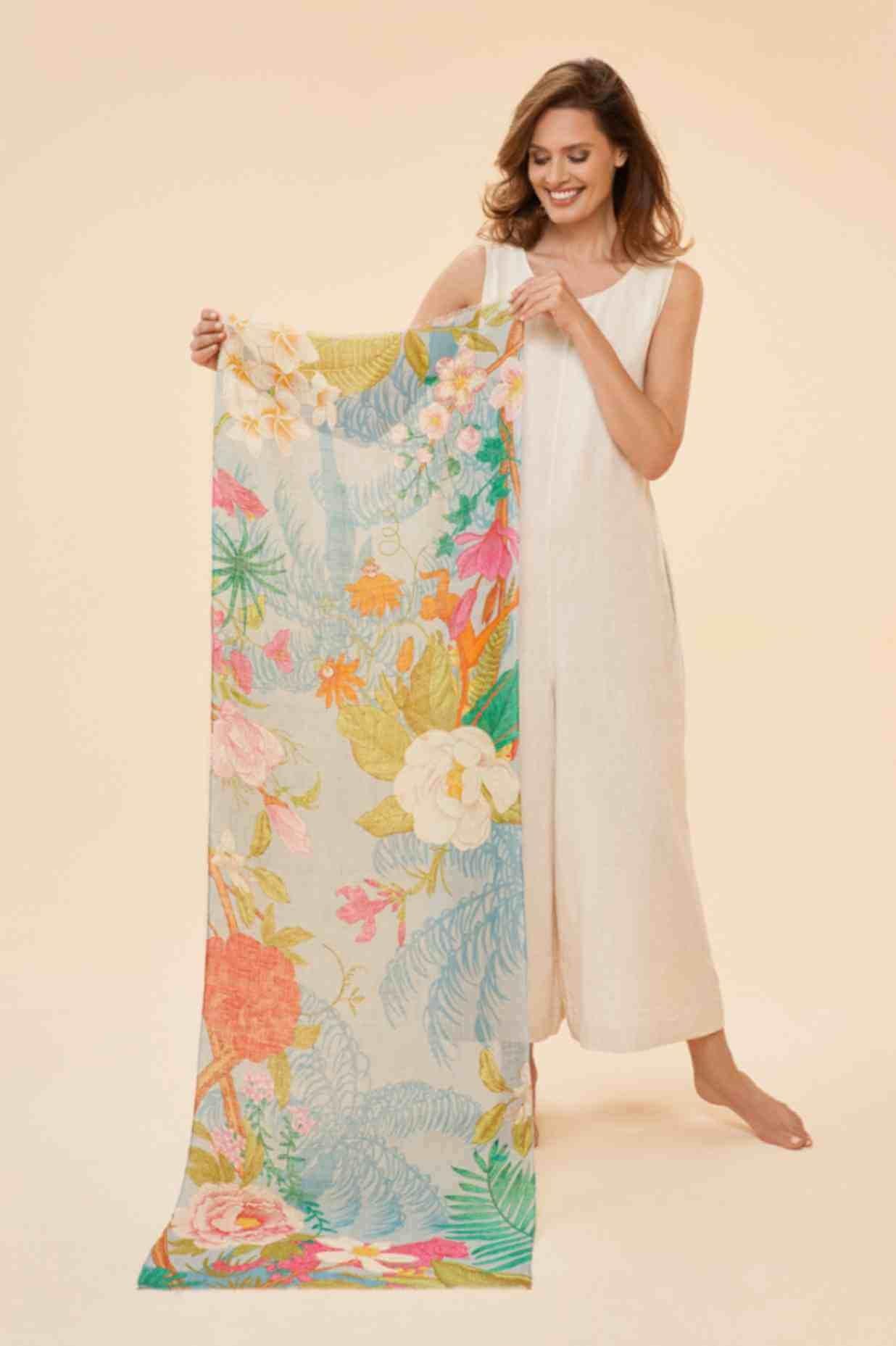 Tropical Flora and Fauna - Lavender Linen Scarf