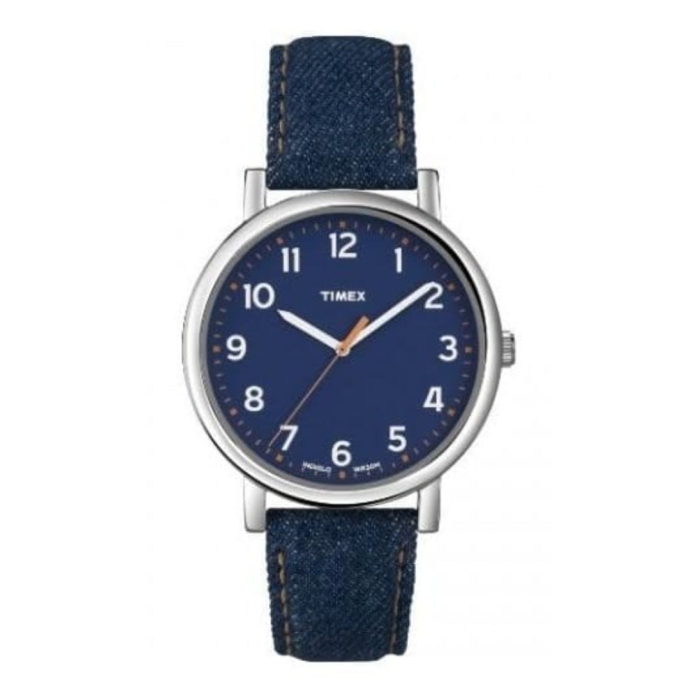 Gents Easy Reader Blue Denim Style Leather Watch