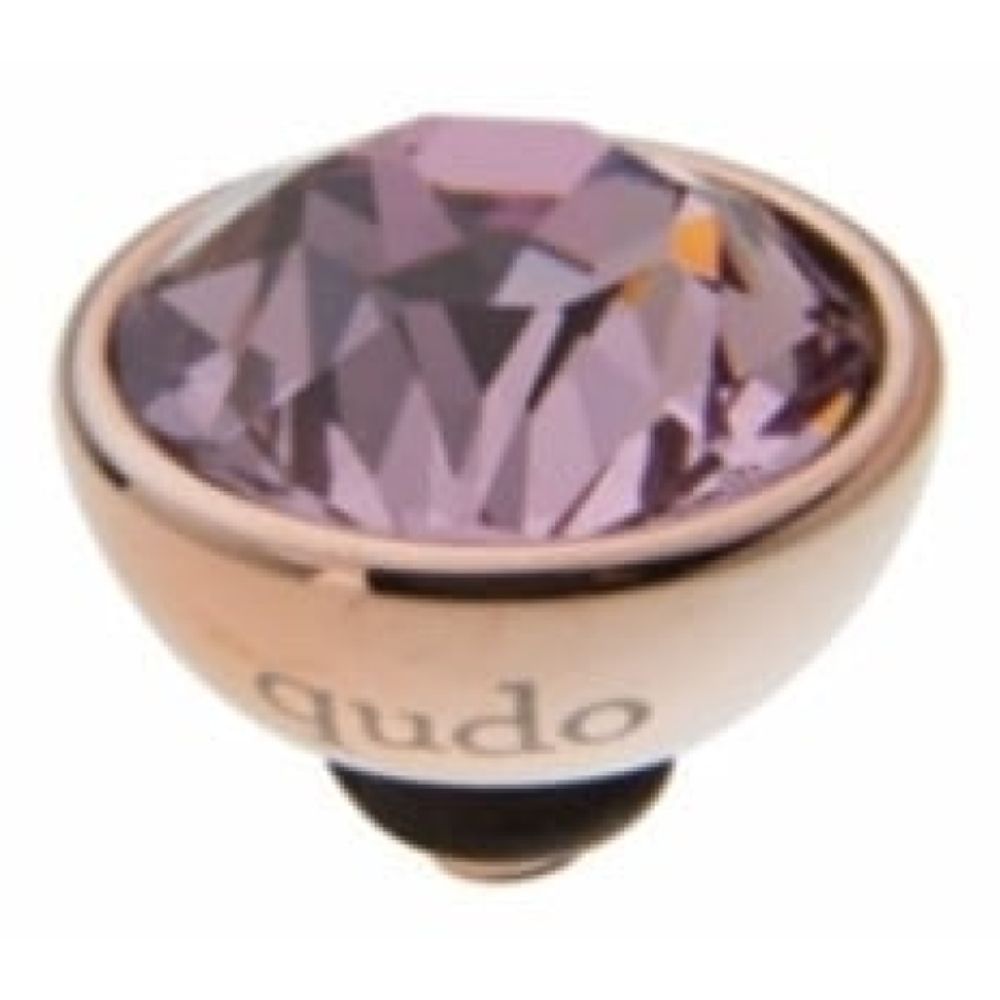 Famosa Rose Gold 10mm Bottone Ring Top Amethyst