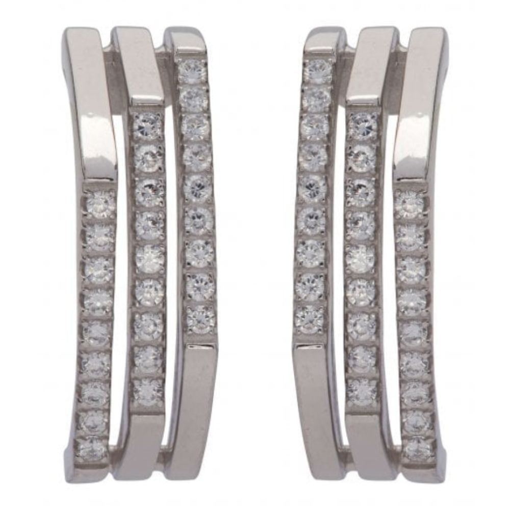 Sterling Silver 925 Earrings with Rhodium Plating and CZ