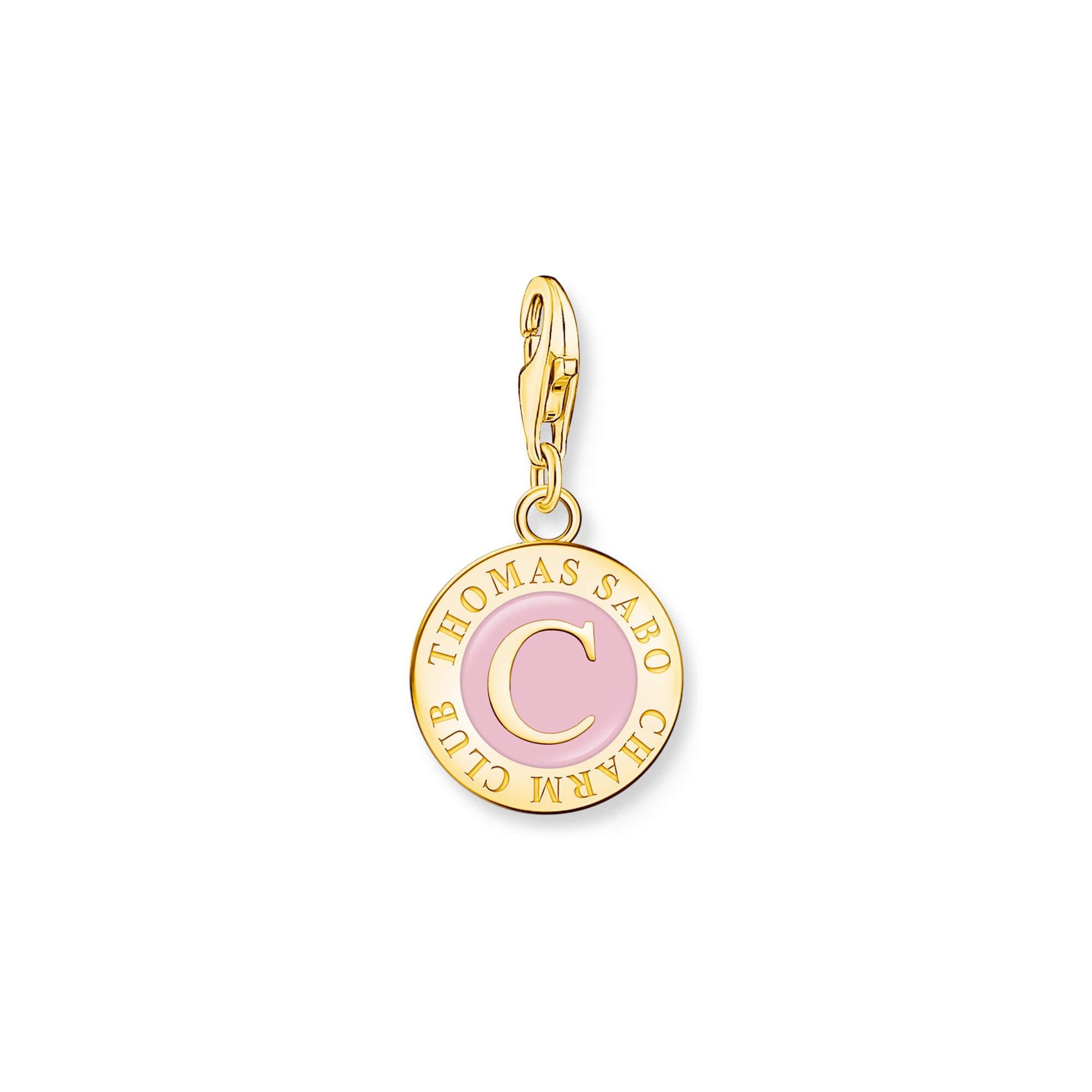 Gold Plated Pink CHARMISTA COIN Charm Pendant