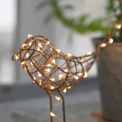 Table Top LED Robin - 20 LED Battery Operated - Copper