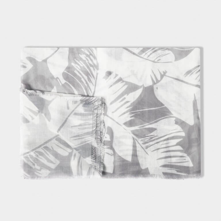 Palm Leaf Scarf Grey / White
