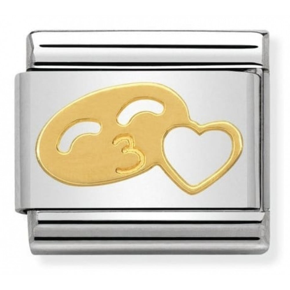 Classic Kiss With Heart In Stainless Steel & 18k Gold Charm