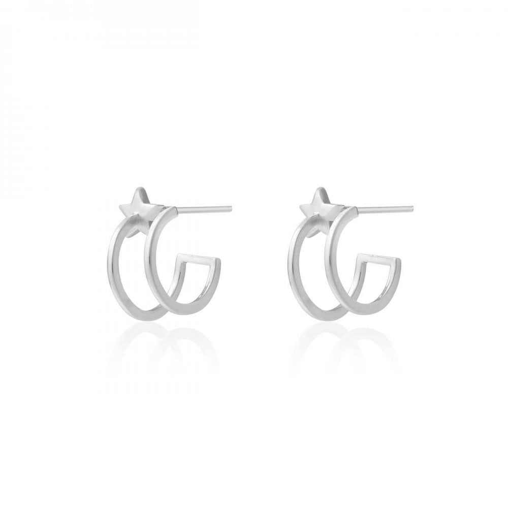 Estelle | Silver | Star Double Hoop | Earrings