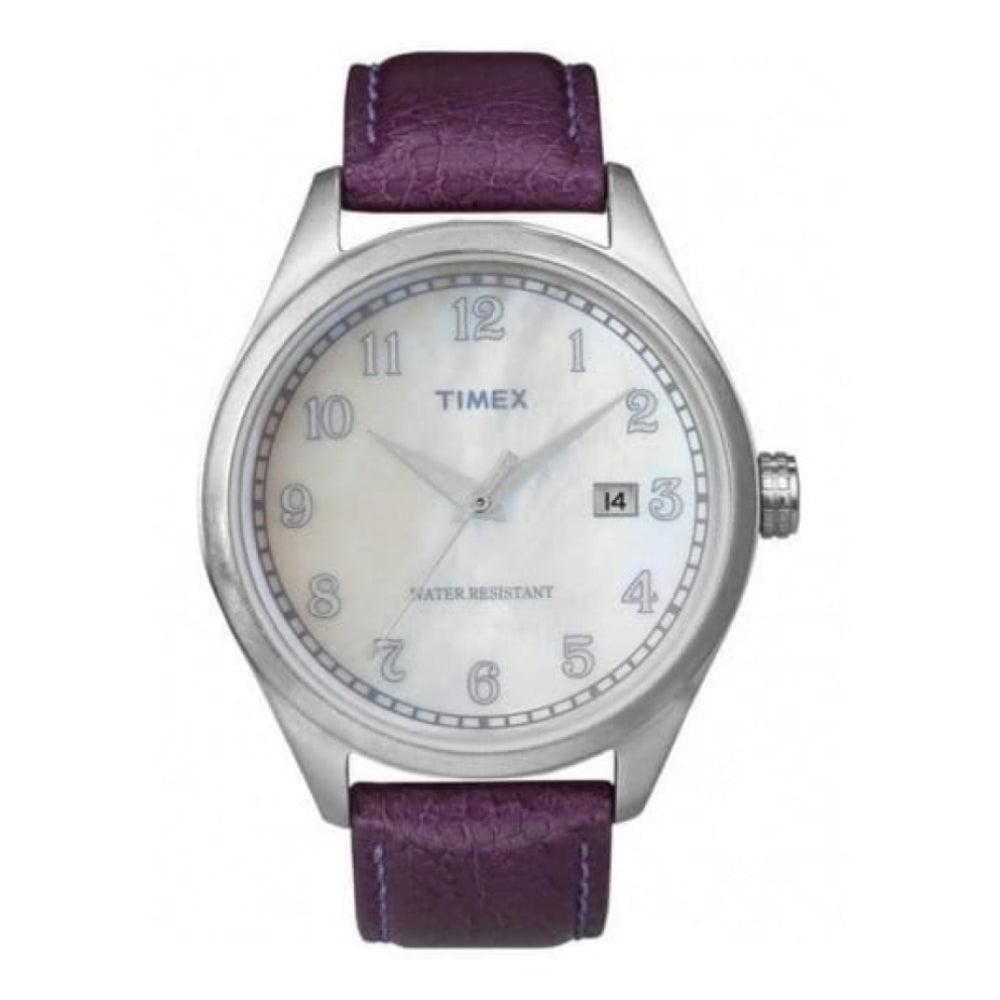 Unisex Purple Leather Strap Watch
