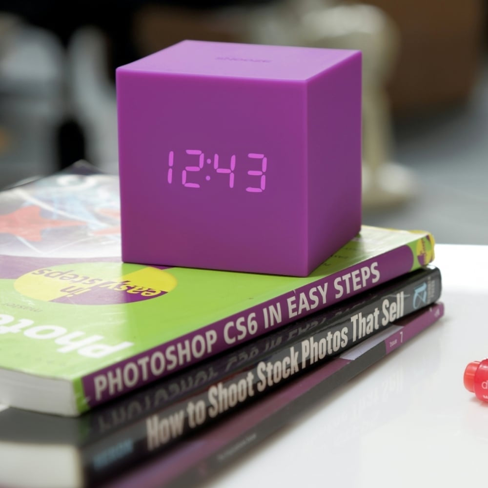 Gravity Cube Click Clock Purple