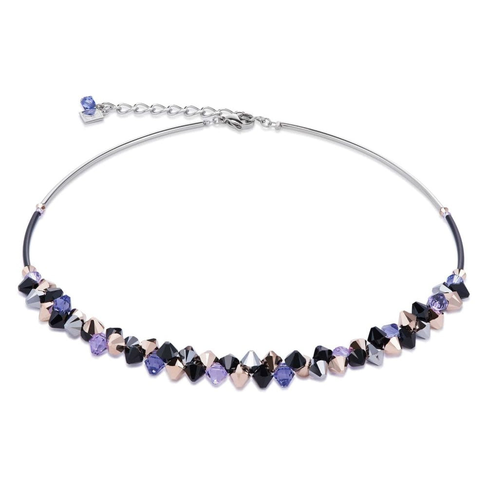 Violet, Black & Rose Gold Crystals Necklace