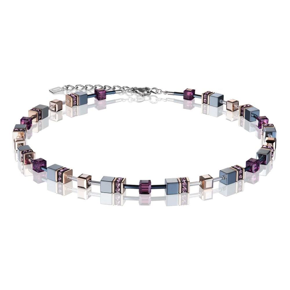 Geo Cube Purple- Grey Necklace