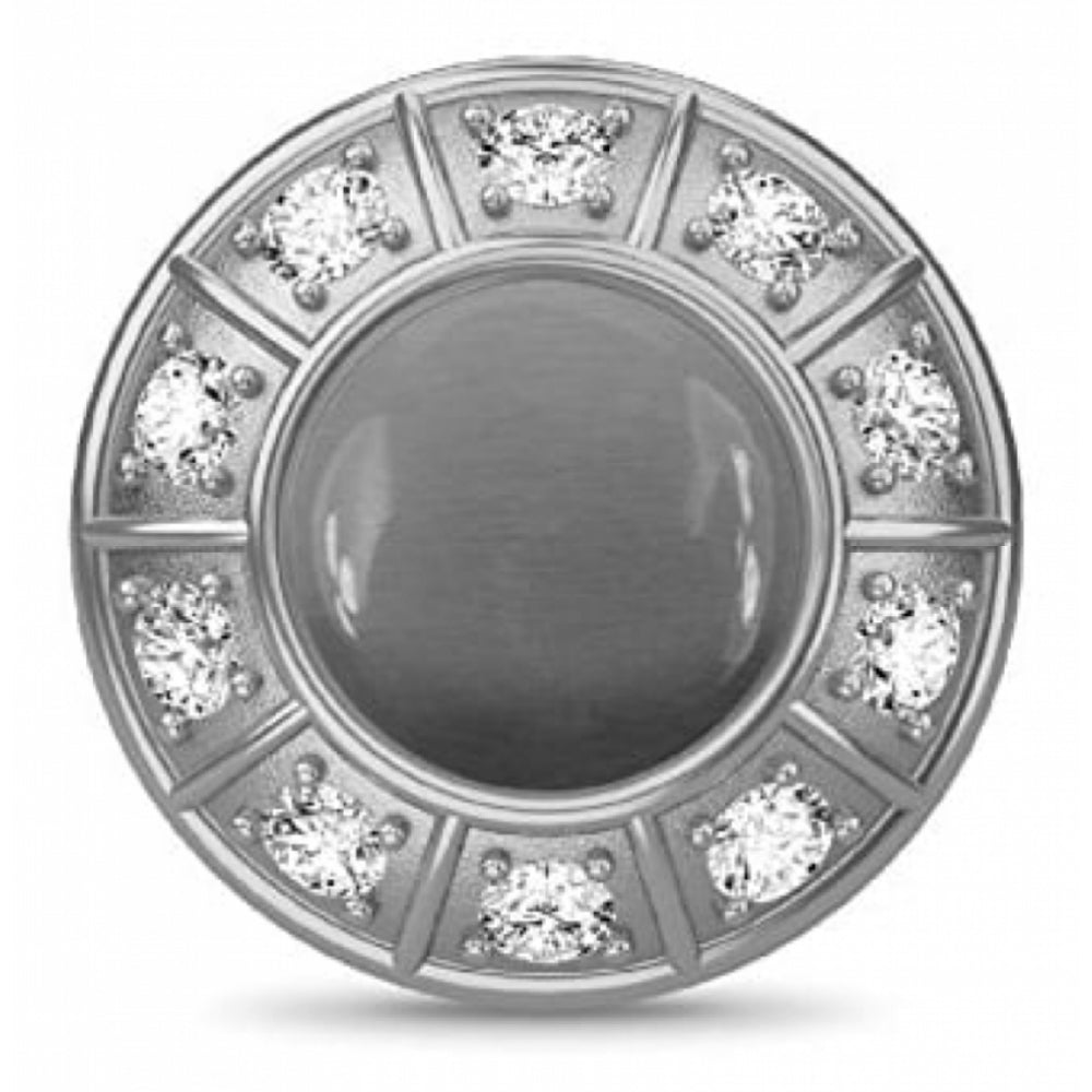 Grey Moon Clear CZ Sterling Silver Charm