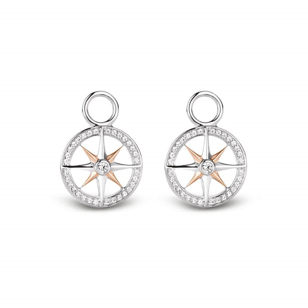 Two Tone Wind Rose CZ Ear Charm