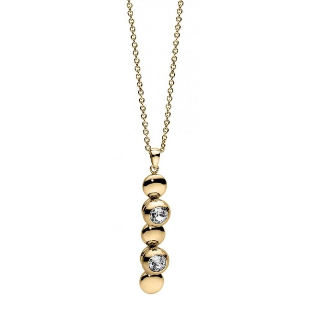 Famosa Gold Plated Five Vertical Circle Pendant Womens Necklace