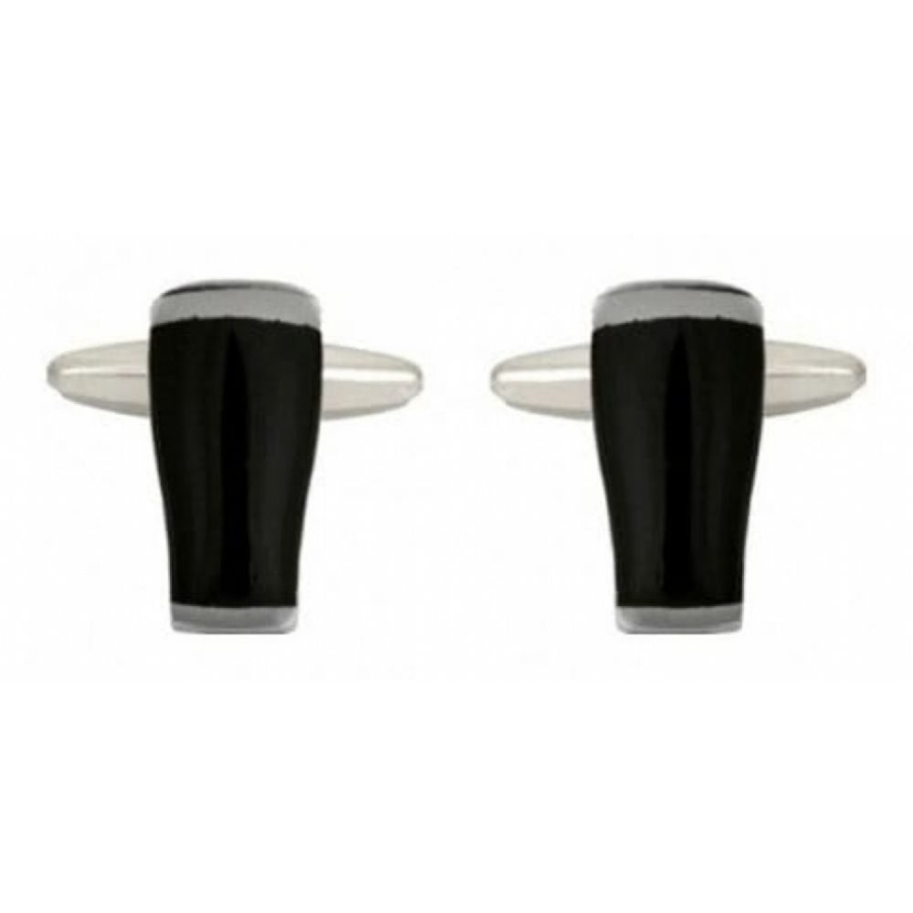 Rhodium Plated Dark Pint Beer Glass Cufflinks