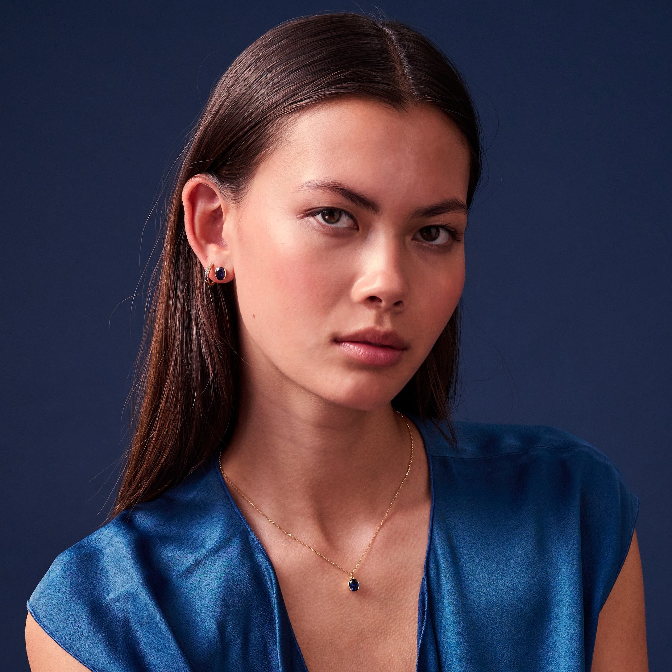 Ellisse Carezza Earrings In 18k Gold Plated With Blue Zirconia