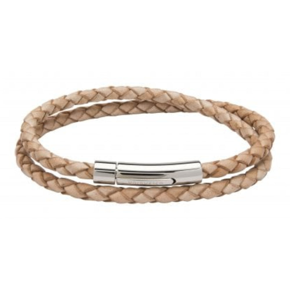 Natural Leather Bracelet With Stainless Steel Clasp