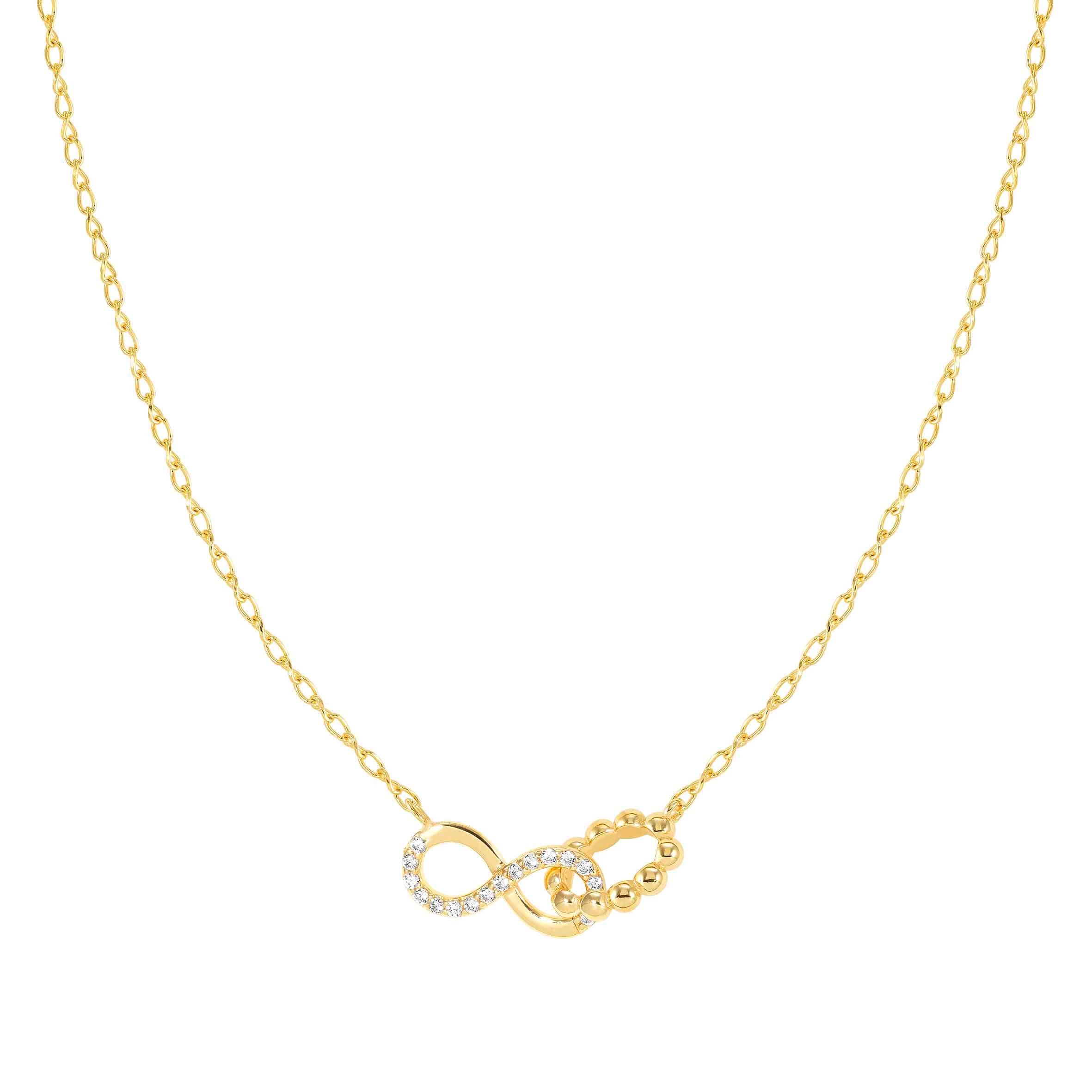Lovecloud Necklace In Gold With CZ Set Interlocking Infinity Pendant