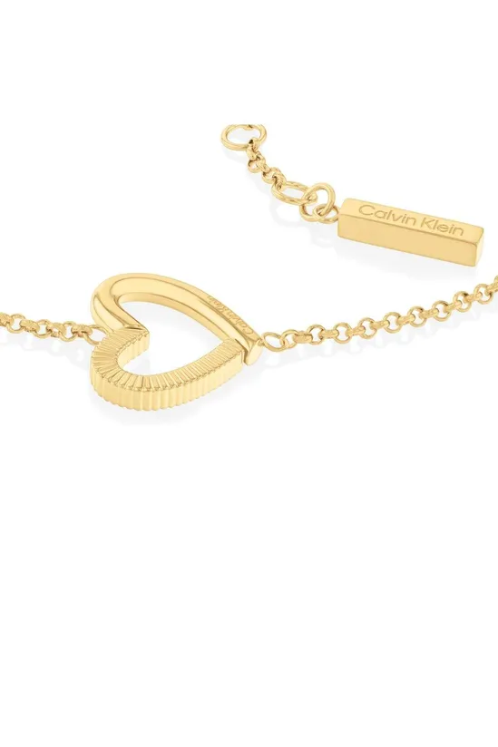 Textured Heart Charm Gold Plated Ladies Bracelet