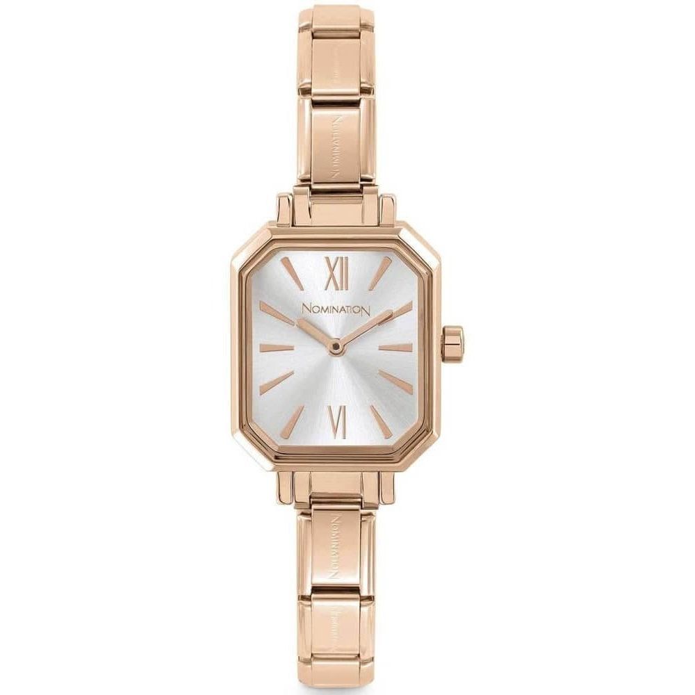 Paris Classic Rose Gold Tone Rectangle Silver Dial Ladies Watch