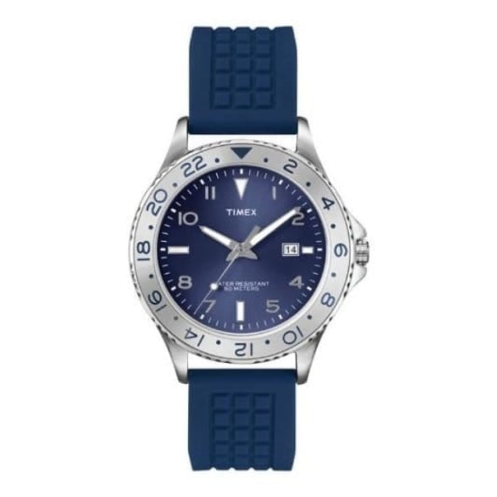 Gents Blue Rubber 3 Hand Quartz Watch