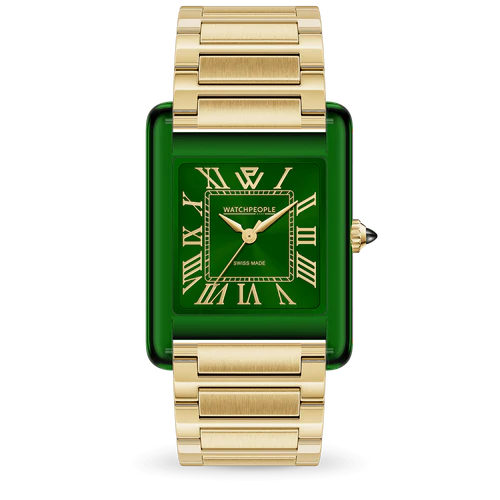 WP6 Metal & Clear Mix Gold Emerald Green Watch