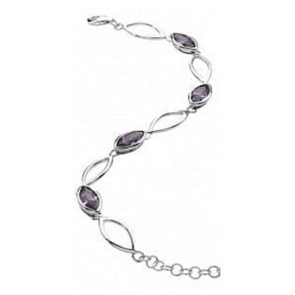 Linked Marquise Bracelet With Purple CZ