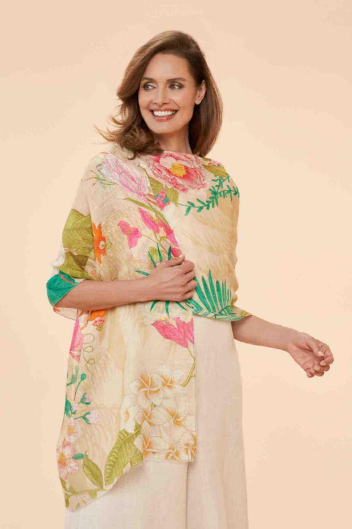 Tropical Flora and Fauna - Coconut Linen Scarf