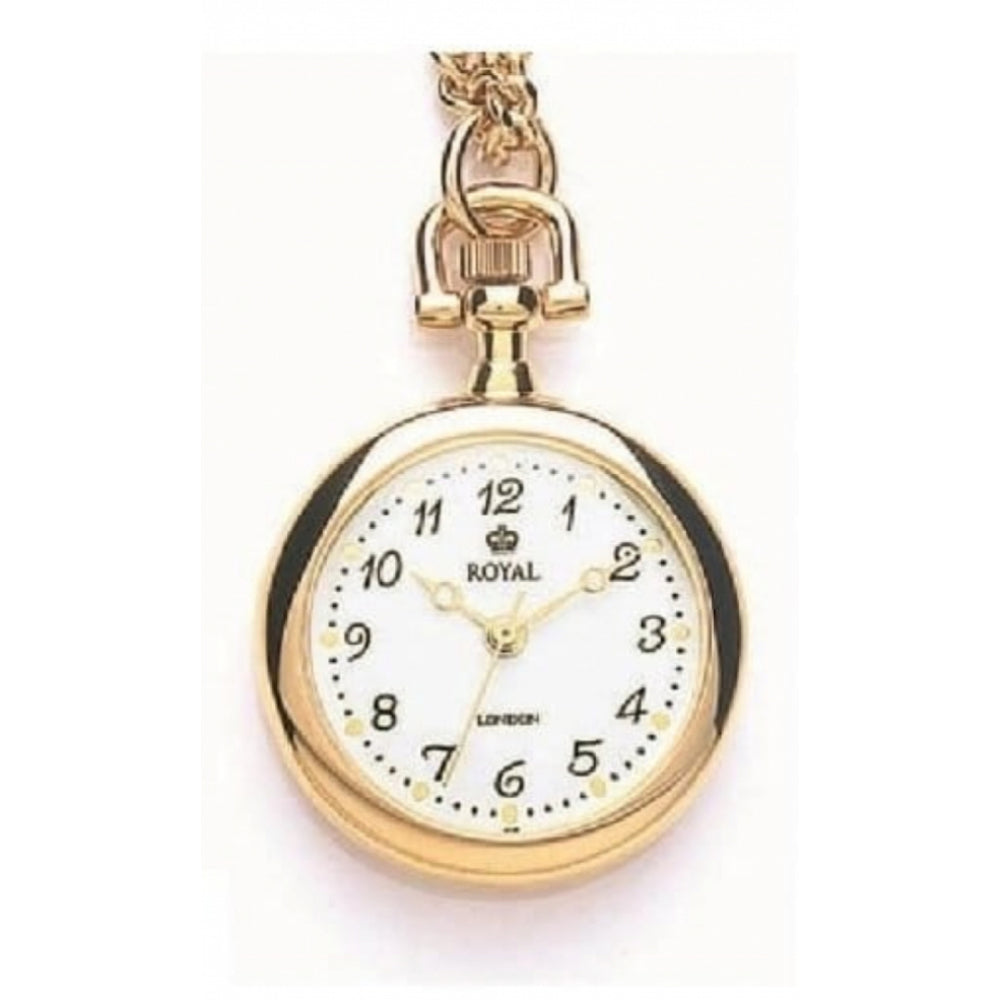 Pvd Gold Plated Open Face Quartz Pendant Necklace Watch