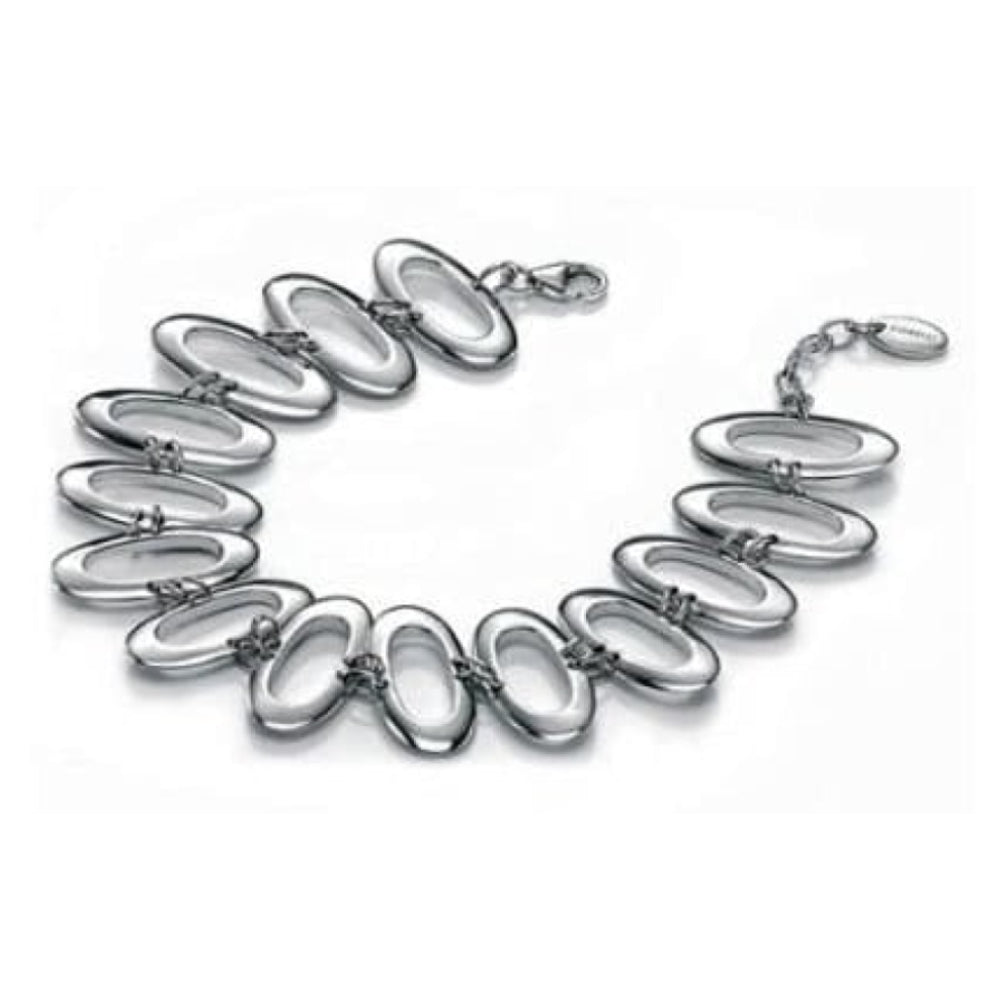 Ladies Oval Linked Silver Bracelet