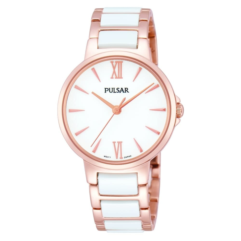 Womens Rose Gold Ceramic Bracelet Watch