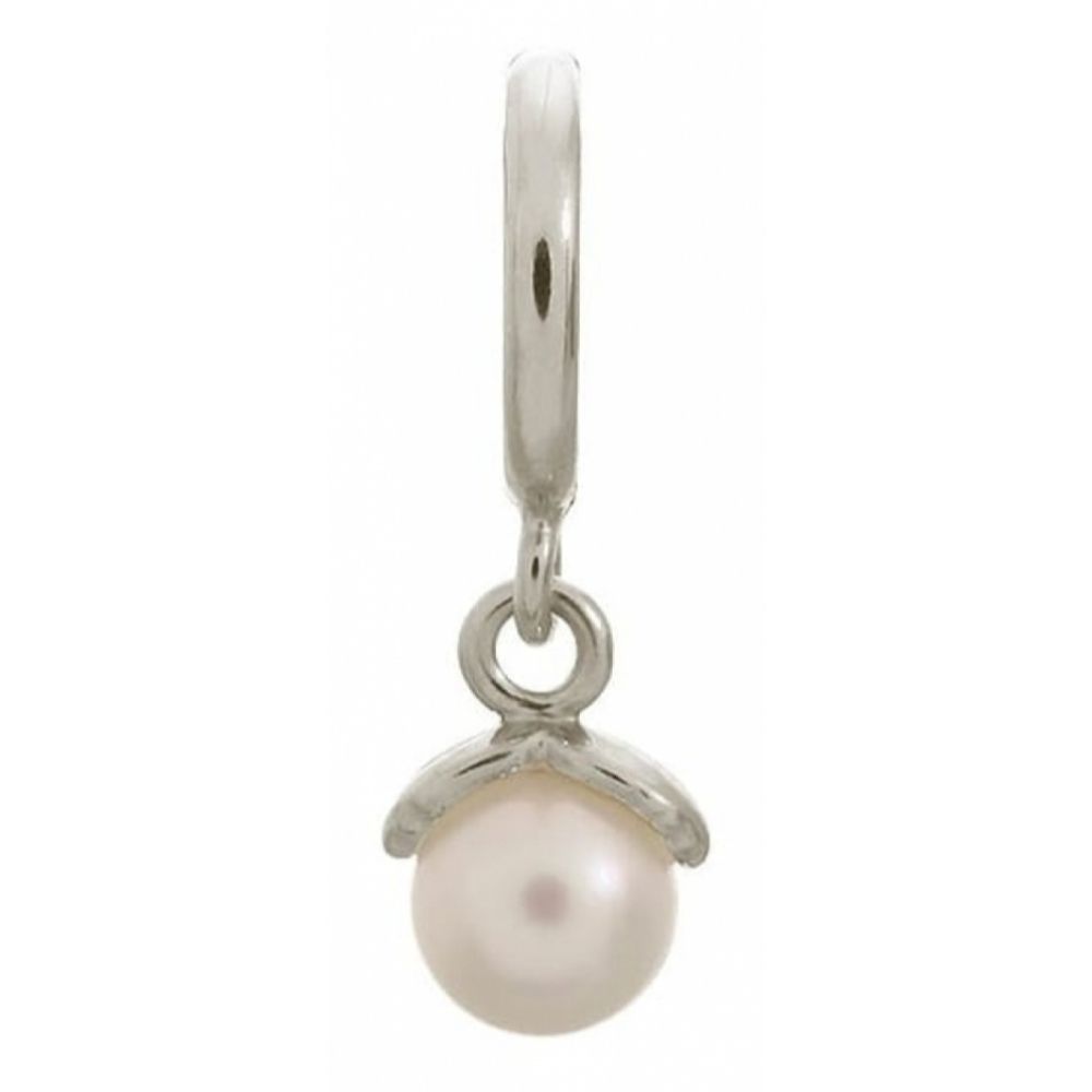 White Apple Pearl Drop Sterling Silver Charm