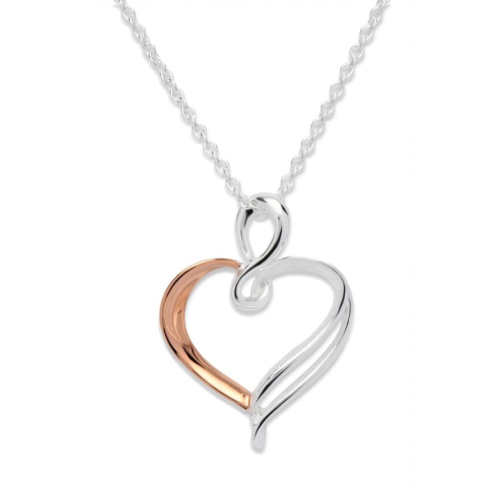 Silver 925 Heart Pendant With Rose Gold Plating Incl. Chain