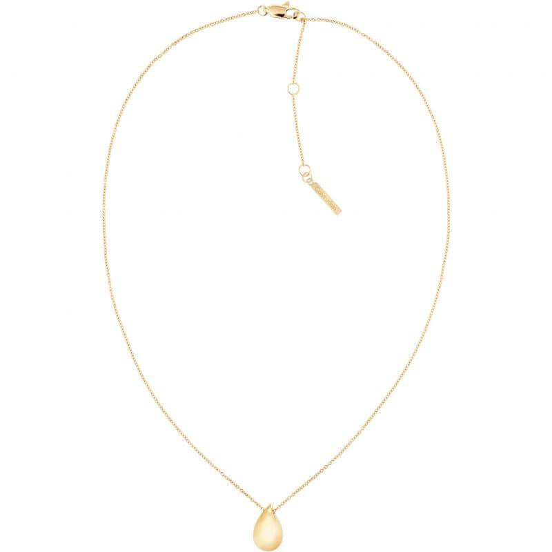 Sculptured Drops Gold Tone Pendant Ladies Necklace