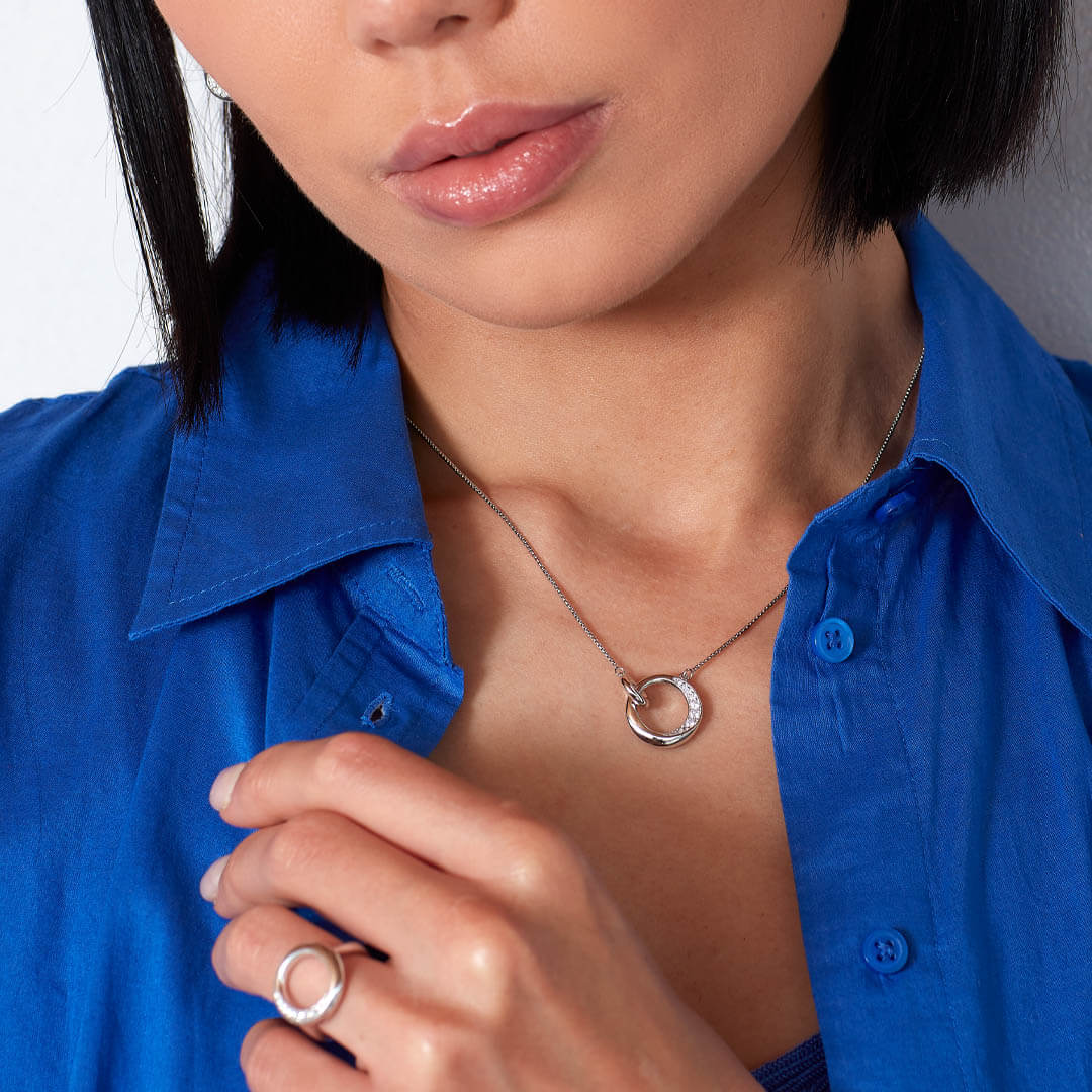 Bevel Cirque Link Pave CZ Necklace
