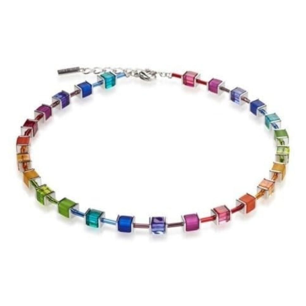 Ladies Rainbow Cubed Polaris Acrylic Necklace
