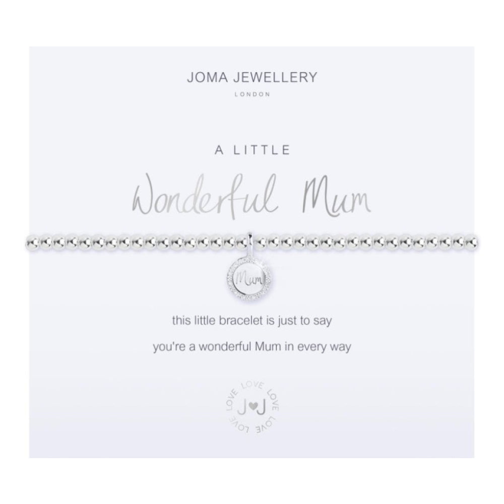 Facetted A Little - Wonderful Mum - Silver- 17.5cm Stretch Bracelet