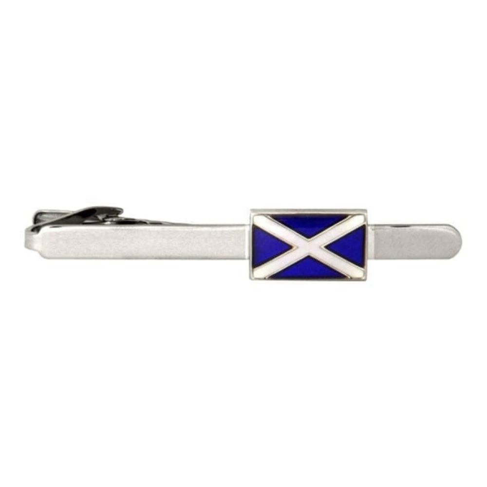 Rhodium Plated Scottish Flag Tie Bar
