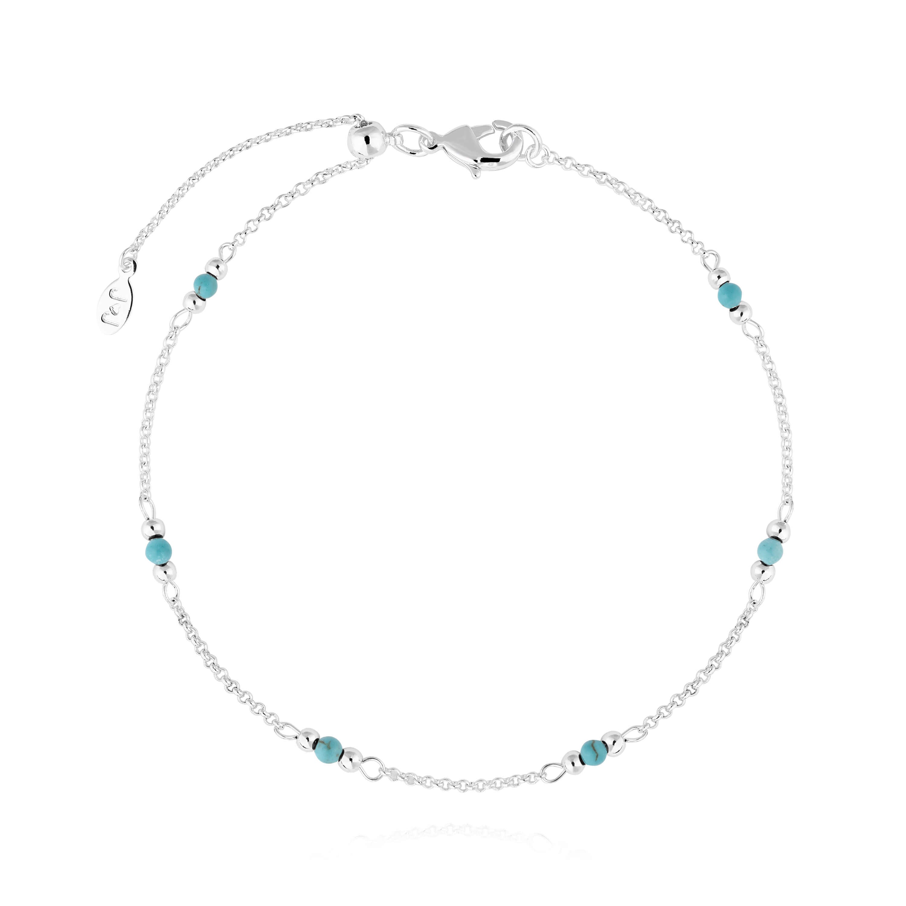 Anklet | Birthstone December Turquoise | Silver | 26cm Adjustable