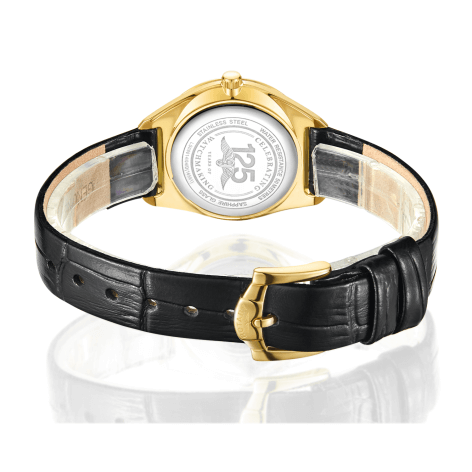Ladies Leather Gold Plate Ultra Slim Watch