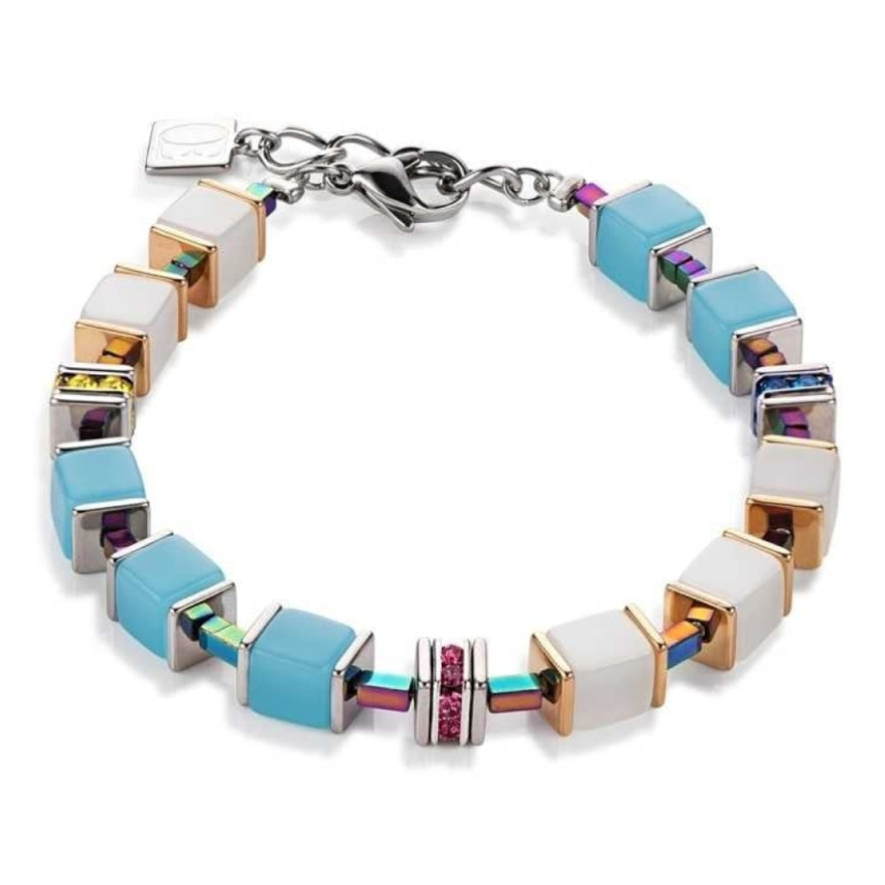 Turquoise & White Geo Cube Bracelet