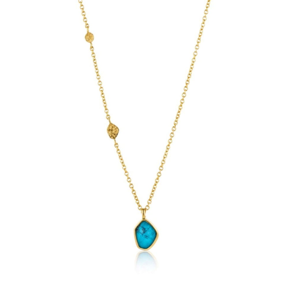 Mineral Glow Turquoise Pendant Necklace Gold