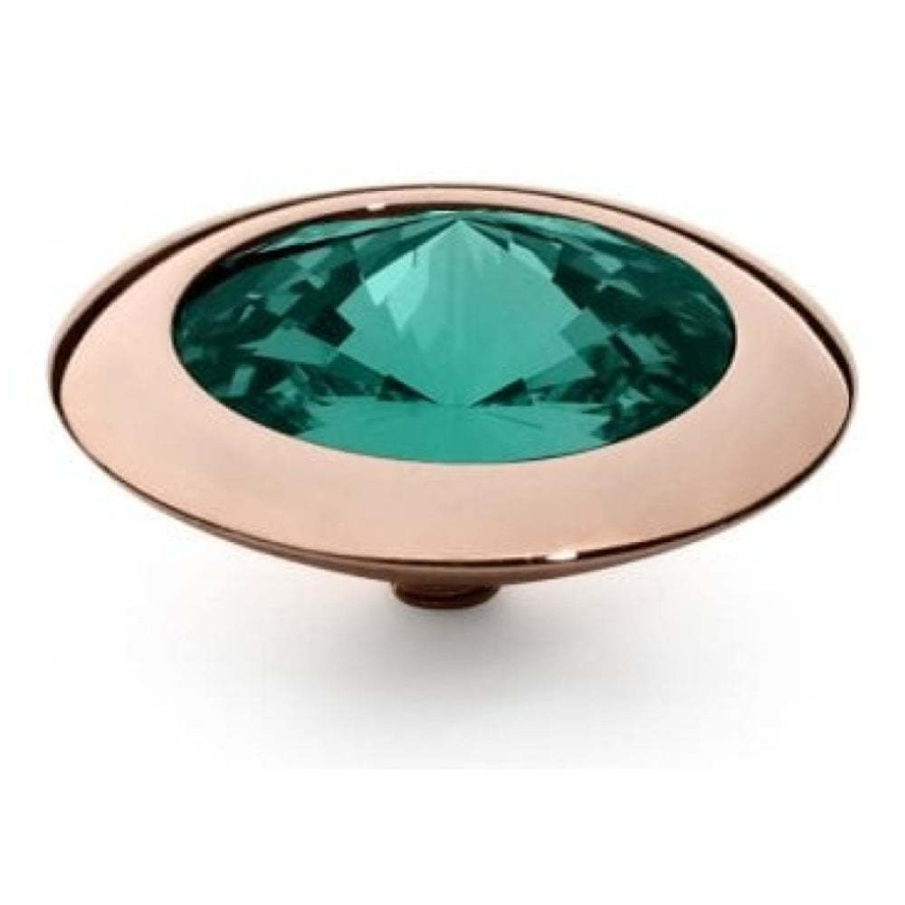 Famosa Rose Gold 16mm Tondo Ring Top Emerald