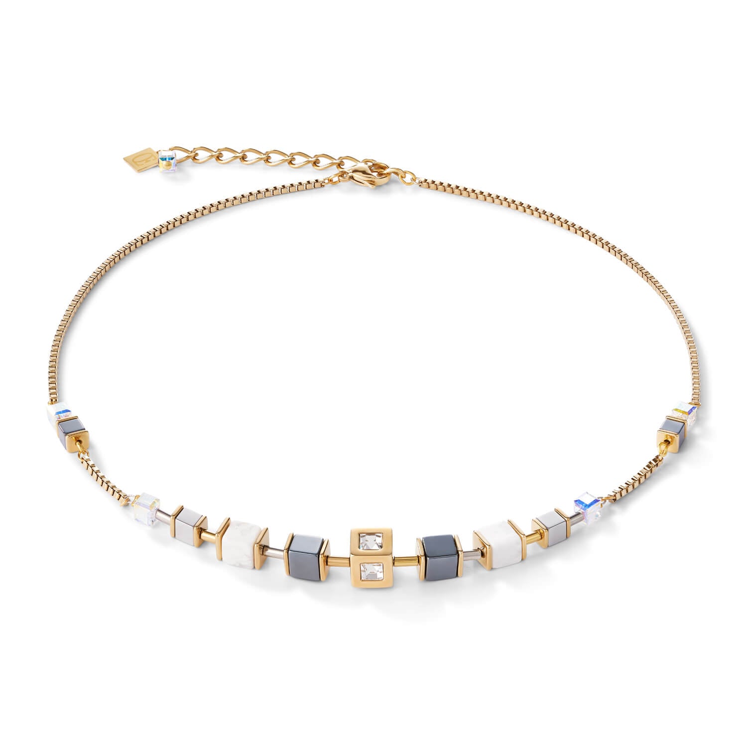 Geo Cube & Gold Plated Chain Necklace