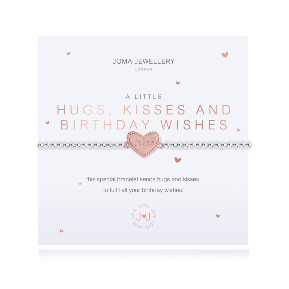 A Little | Hugs Kisses And Birthday Wishes | Silver | Bracelet | 17.5cm Stretch