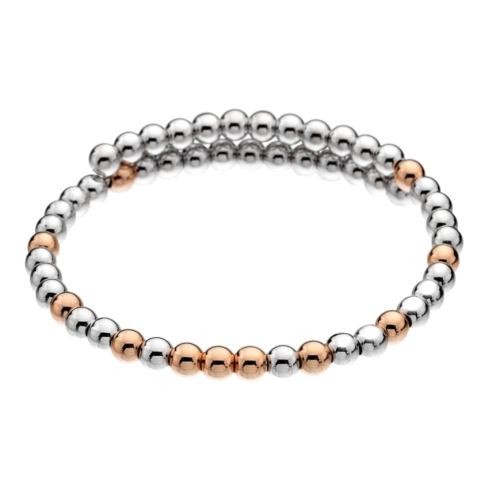 Emozioni Silver & Rose Gold Plate Wrap Bangle