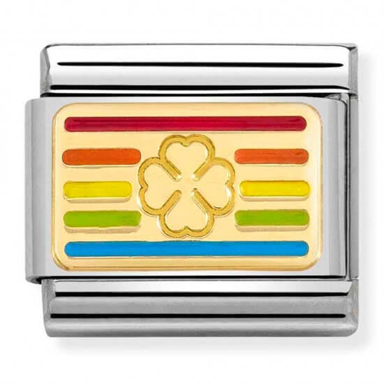 Composable Classic 18k Gold Rainbow Clover Flag Link
