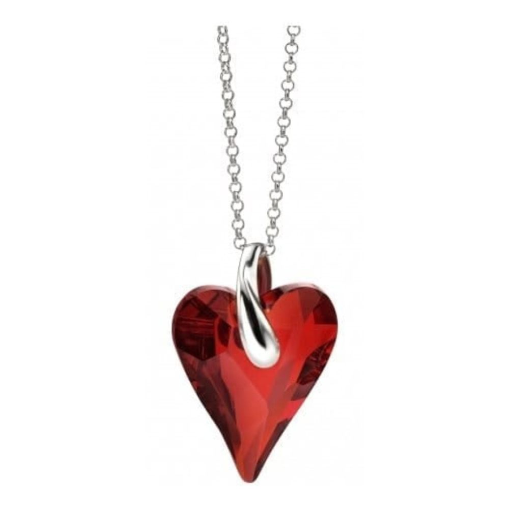 Ladies Red Magma Swarvoski Heart Crystal Necklace
