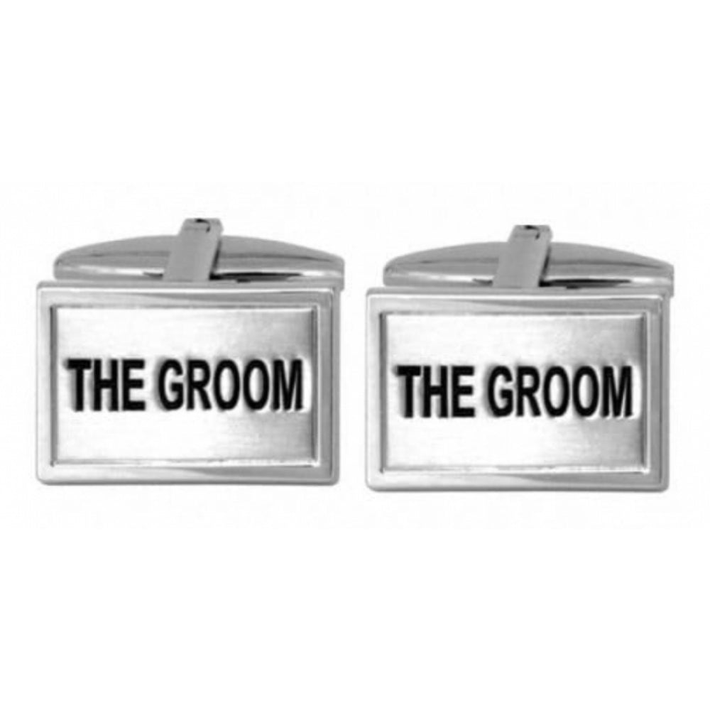 Rhodium Plated The Groom Cufflinks