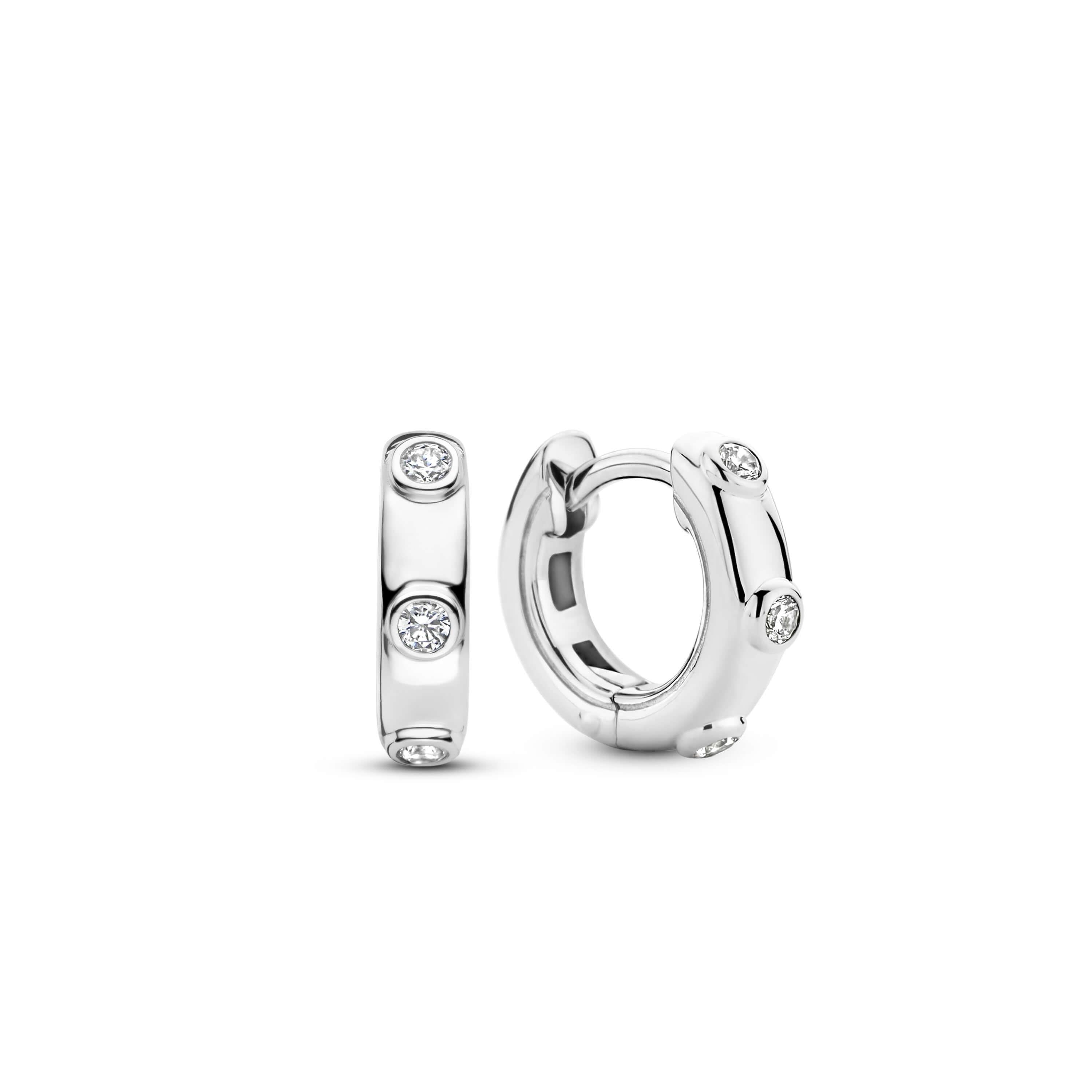 Silver Plated & CZ Huggie Hoops Earrings