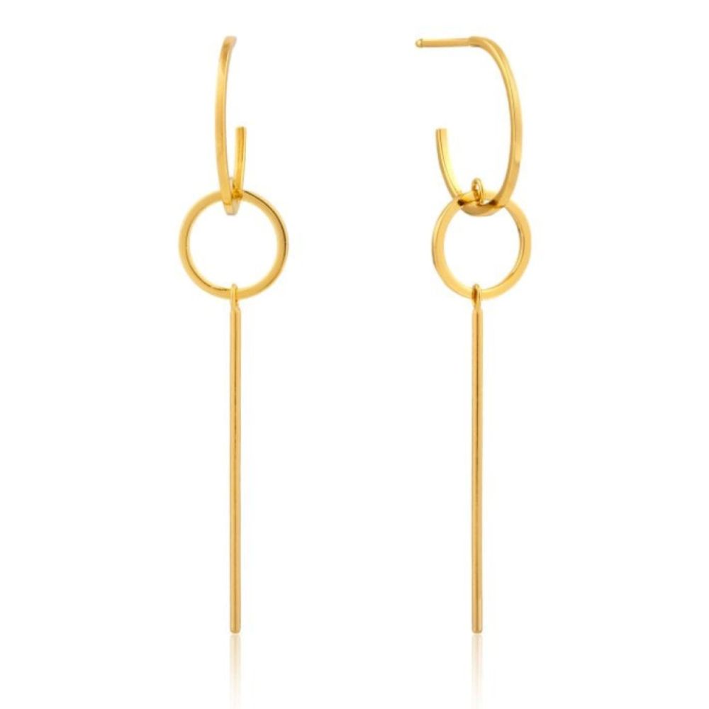 Modern Minimalism Drop Hoop Earrings Gold