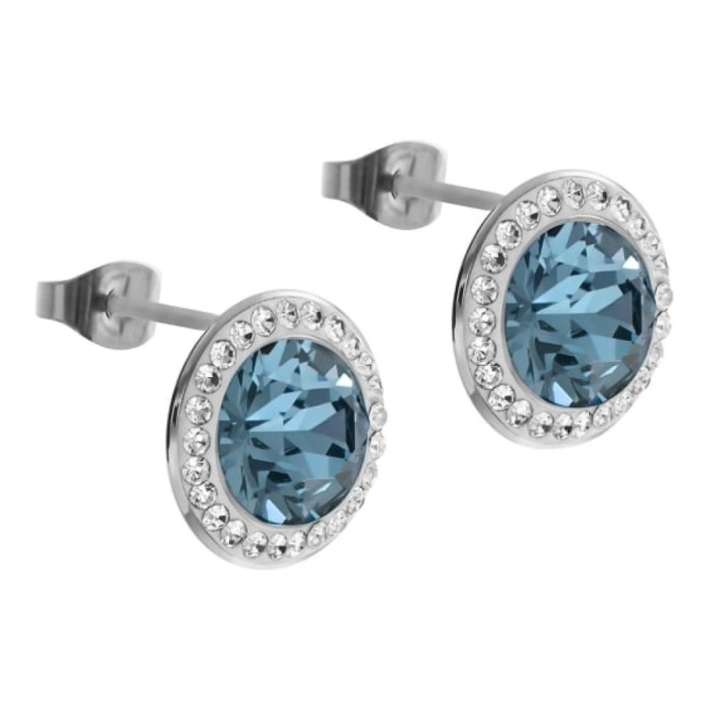 Silver 13mm Denim Blue Tondo Deluxe Earrings